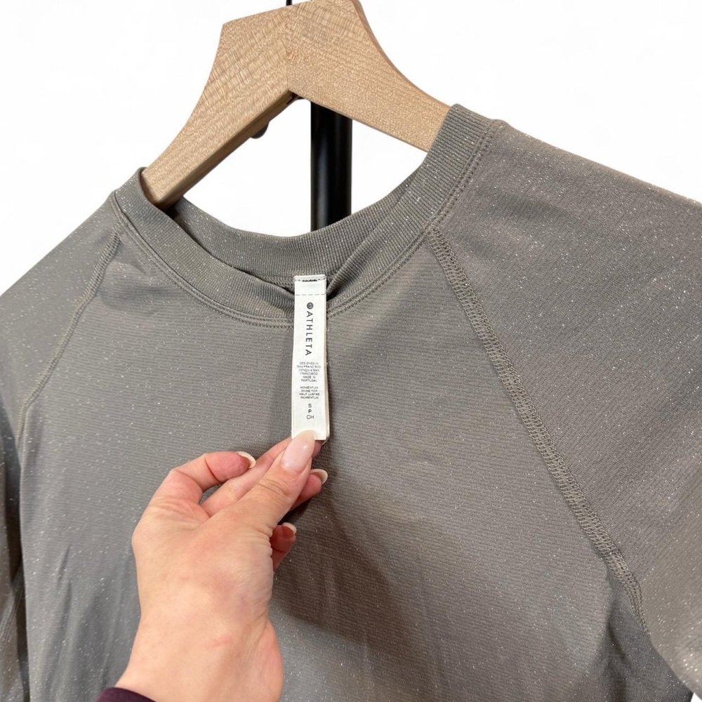 Athleta Momentum Seamless Sparkle Grey Bluff Long Sleeve - Picture 4 of 8